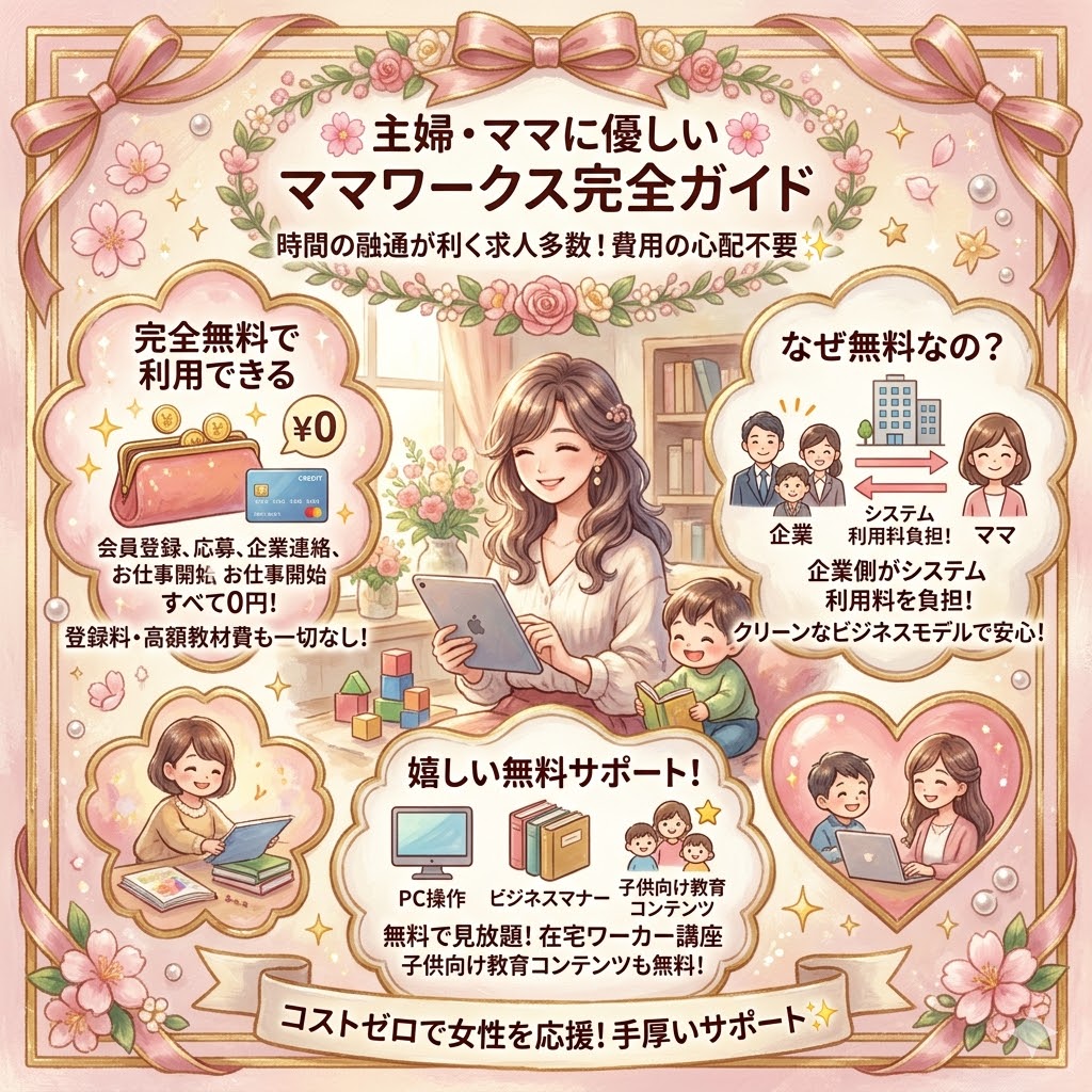ママワークスは会員登録無料の仕組み